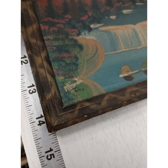 Vintage Antique Original Early 20th Century Landscape Oil Painting Framed Art - Picture 5 of 6